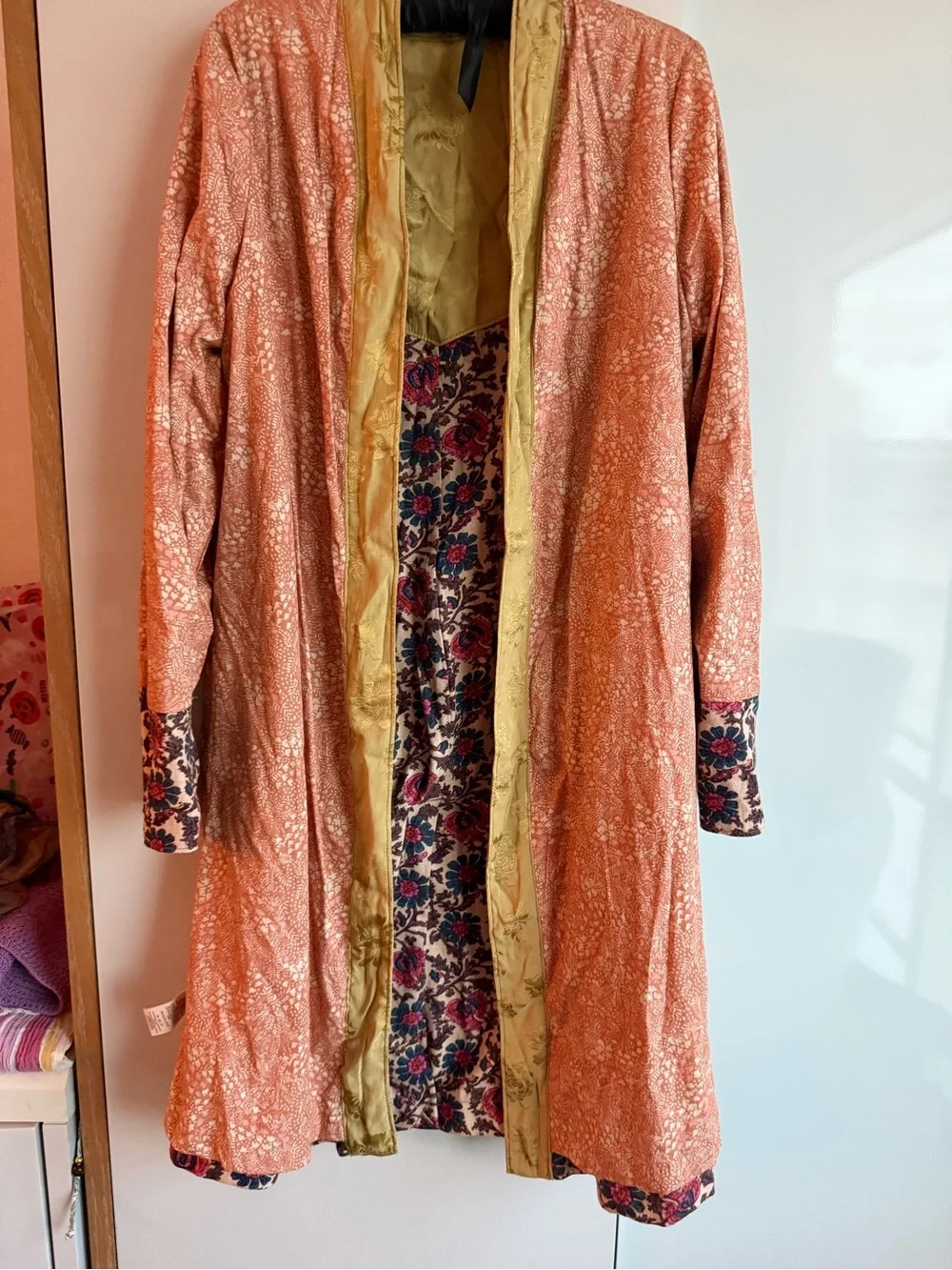 Free People Rare Maggie Floral Duster Jacket L Boho Kimono Festival Layer FP
